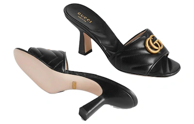 (Women) Gucci Marmont Double G slide sandal 'Black'