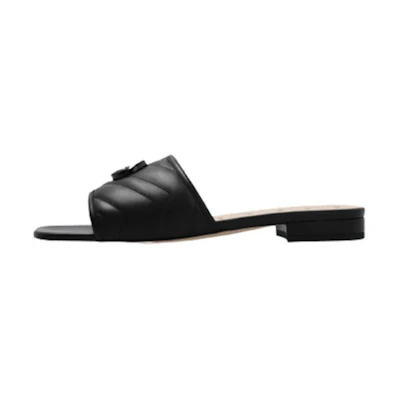 (W) Gucci Marmont Double G Slides 'Black'