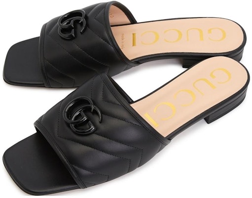 (Women) Gucci Marmont Double G Slides 'Black' 739128-BKO60-1000 Shop (Women) Gucci Marmont Double G Slides 'Black' 739128-BKO60-1000