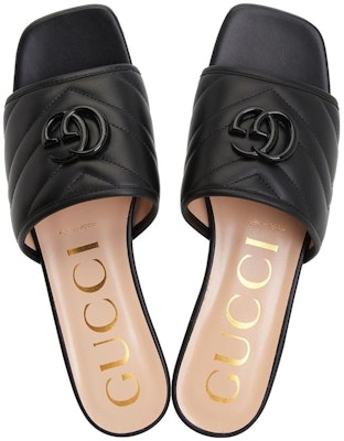 (Women) Gucci Marmont Double G Slides 'Black' 739128-BKO60-1000 Purchase (Women) Gucci Marmont Double G Slides 'Black' 739128-BKO60-1000