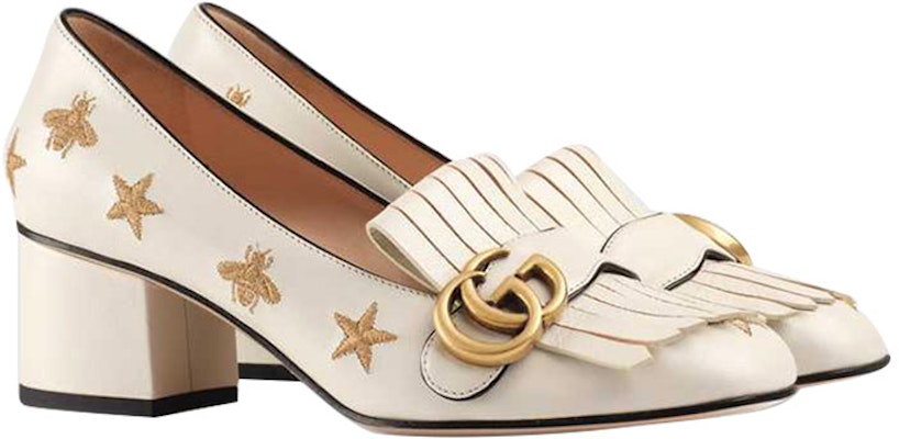 (Women) Gucci Marmont Embroidered Leather Mid-heel Pump 'Bee Star-White' 551548-D3V00-9022 Order (Women) Gucci Marmont Embroidered Leather Mid-heel Pump 'Bee Star-White' 551548-D3V00-9022