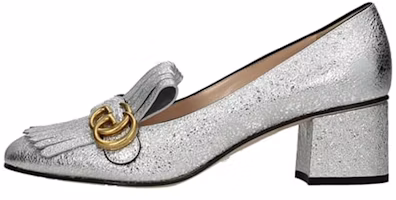 (Women) Gucci Marmont Fringe Loafer Mid-Heel 'Metallic Silver Foil' 408208-DKT00-8106 (Women) Gucci Marmont Fringe Loafer Mid-Heel 'Metallic Silver Foil' 408208-DKT00-8106
