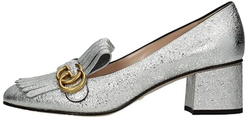 (Women) Gucci Marmont Fringe Loafer Mid-Heel 'Metallic Silver Foil' 408208-DKT00-8106 Buy (Women) Gucci Marmont Fringe Loafer Mid-Heel 'Metallic Silver Foil' 408208-DKT00-8106