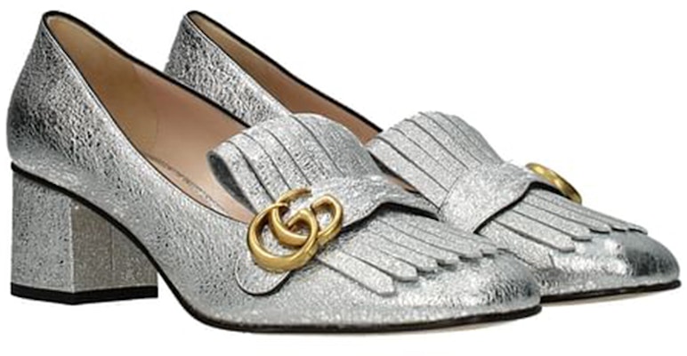 (Women) Gucci Marmont Fringe Loafer Mid-Heel 'Metallic Silver Foil' 408208-DKT00-8106 Order (Women) Gucci Marmont Fringe Loafer Mid-Heel 'Metallic Silver Foil' 408208-DKT00-8106