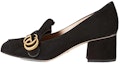 Buy (W) Gucci Marmont Kasut Suede Hiasan Sarung Tumit Sederhana 'Hitam' 408208-C2000-1000