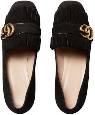(Women) Gucci Marmont Fringed Suede Loafer Mid-Heel 'Black' 408208-C2000-1000 Lookbook (Women) Gucci Marmont Fringed Suede Loafer Mid-Heel 'Black' 408208-C2000-1000