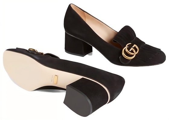 (Women) Gucci Marmont Fringed Suede Loafer Mid-Heel 'Black' 408208-C2000-1000 Purchase (Women) Gucci Marmont Fringed Suede Loafer Mid-Heel 'Black' 408208-C2000-1000
