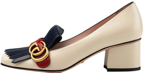 GUCCI 古馳 Marmont系列 簡約休閒雙G皮革流蘇高跟鞋 女款 米白色 Buy GUCCI 古馳 Marmont系列 簡約休閒雙G皮革流蘇高跟鞋 女款 米白色