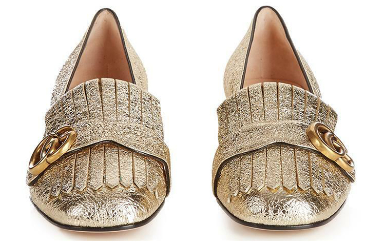 Shop (W) Escarpins Métalliques Gucci Marmont à Talon Moyen ''Platine'' 453480-DKT00-7100