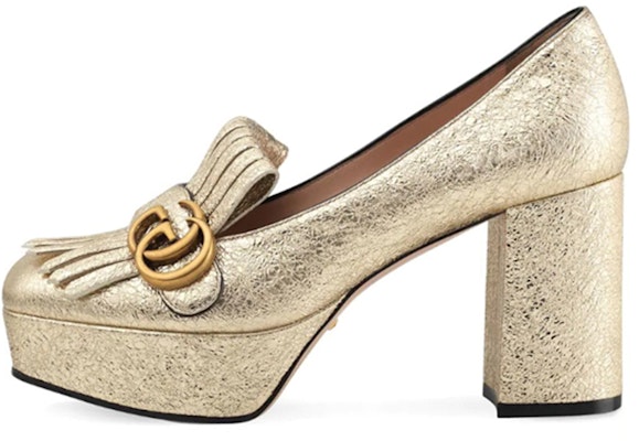 (Women) Gucci Marmont Platform Pump With Fringe 'Gold' 573020-DKT00-7100 Buy (Women) Gucci Marmont Platform Pump With Fringe 'Gold' 573020-DKT00-7100