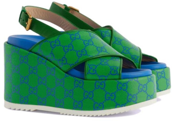 (W) Gucci GG Supreme Sandal Platform 'Hijau Biru' 734908-FABK1-8650 Order (W) Gucci GG Supreme Sandal Platform 'Hijau Biru' 734908-FABK1-8650