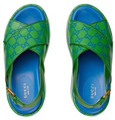 (W) Gucci GG Supreme Sandal Platform 'Hijau Biru' 734908-FABK1-8650 Lookbook (W) Gucci GG Supreme Sandal Platform 'Hijau Biru' 734908-FABK1-8650