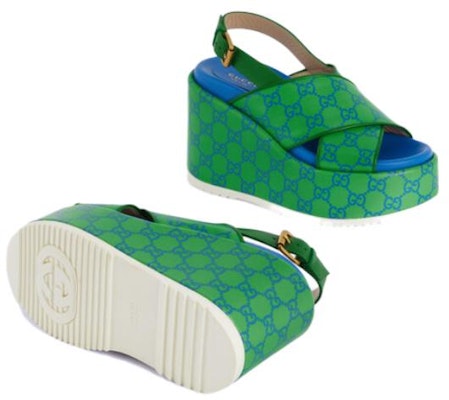 (W) Gucci GG Supreme Sandal Platform 'Hijau Biru' 734908-FABK1-8650 Purchase (W) Gucci GG Supreme Sandal Platform 'Hijau Biru' 734908-FABK1-8650