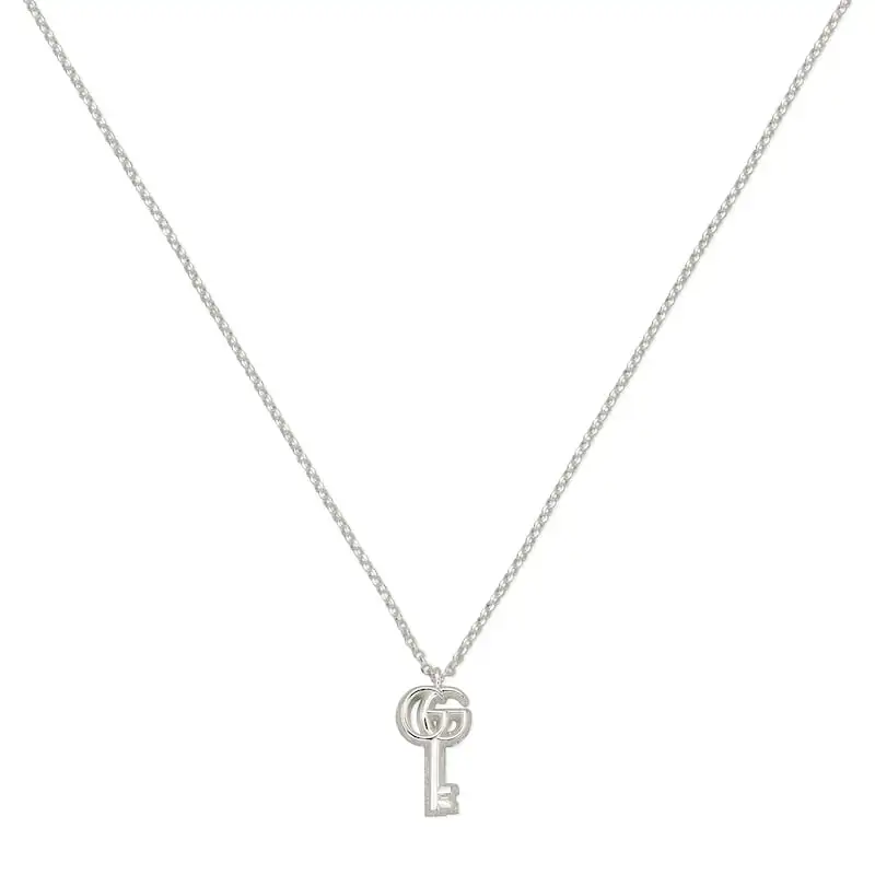 (Women) GUCCI Marmont Series 925 Silver Key Pendant Necklace for Women - Silver. 770723-J8400-8106