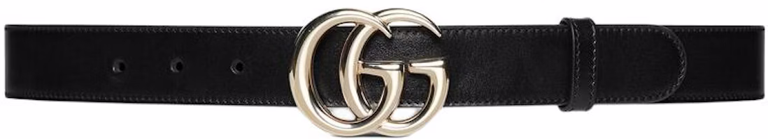 (Women) GUCCI Marmont Series Black Leather Belt with Double G Buckle 3CM Wide 6258390AAA51000 (Women) GUCCI Marmont Series Black Leather Belt with Double G Buckle 3CM Wide 6258390AAA51000