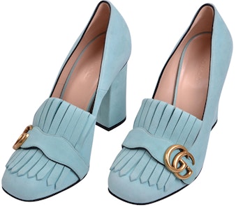 (W) 古驰 Marmont 浅蓝色绒面高跟鞋 408206-C2000-3628 Shop (W) 古驰 Marmont 浅蓝色绒面高跟鞋 408206-C2000-3628