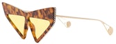Buy (Women) GUCCI Mask-Style Irregular Sunglasses Tortoiseshell Brown 7274198