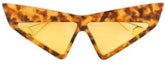 Lookbook (Women) GUCCI Mask-Style Irregular Sunglasses Tortoiseshell Brown 7274198