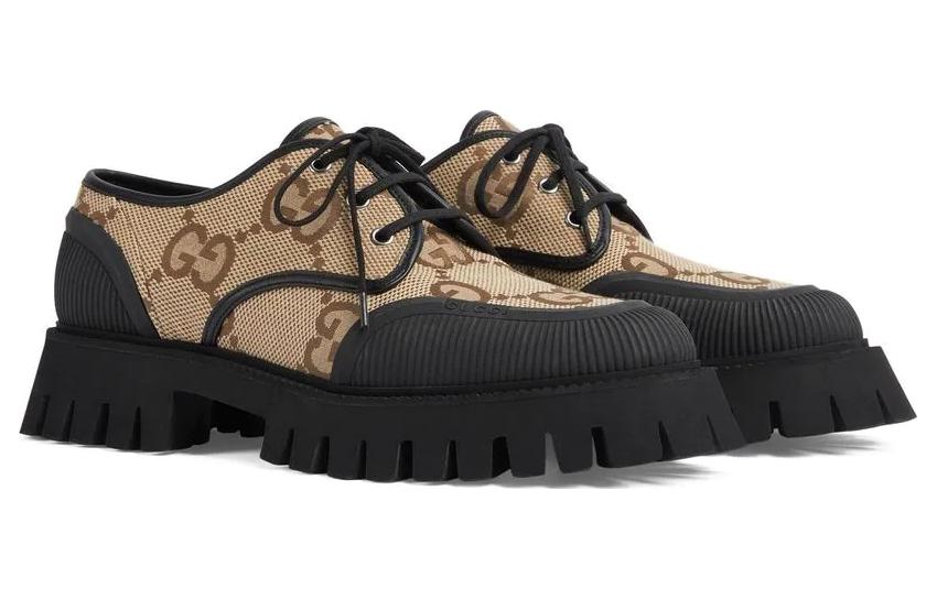 Shop (W) Gucci 大号GG系带鞋 '米色黑色' 751708-UKOF0-2552