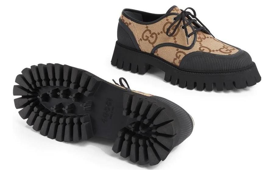 Sizing (W) Gucci 大号GG系带鞋 '米色黑色' 751708-UKOF0-2552