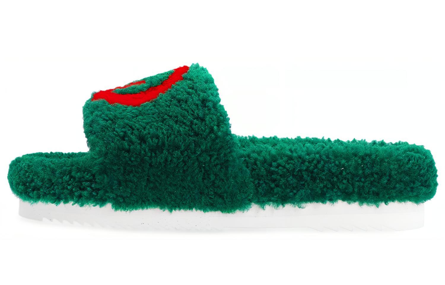 (W) Gucci Merino Wool Slides 'Green'
