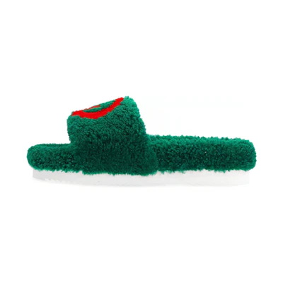 (W) Gucci Merino Wool Slides 'Green'