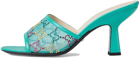 (Women) Gucci Mesh Peep Toe High-Heel Slide 'Green' 749723-FAB1M-4638 (Women) Gucci Mesh Peep Toe High-Heel Slide 'Green' 749723-FAB1M-4638