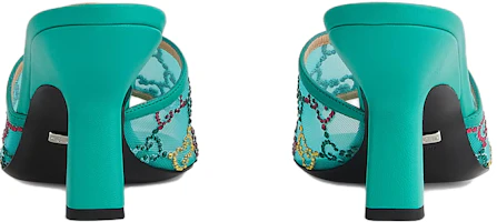 Lookbook (Women) Gucci Mesh Peep Toe High-Heel Slide 'Green' 749723-FAB1M-4638