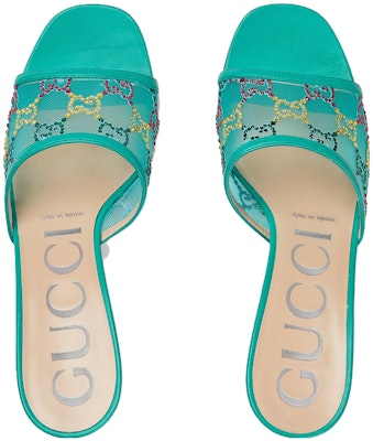 (Women) Gucci Mesh Peep Toe High-Heel Slide 'Green' 749723-FAB1M-4638 Shop (Women) Gucci Mesh Peep Toe High-Heel Slide 'Green' 749723-FAB1M-4638
