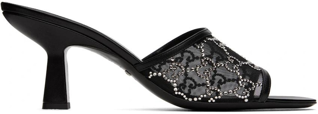 GUCCI古馳 網布 露趾高跟 一字拖鞋 7.6cm 女款 黑色 Order GUCCI古馳 網布 露趾高跟 一字拖鞋 7.6cm 女款 黑色