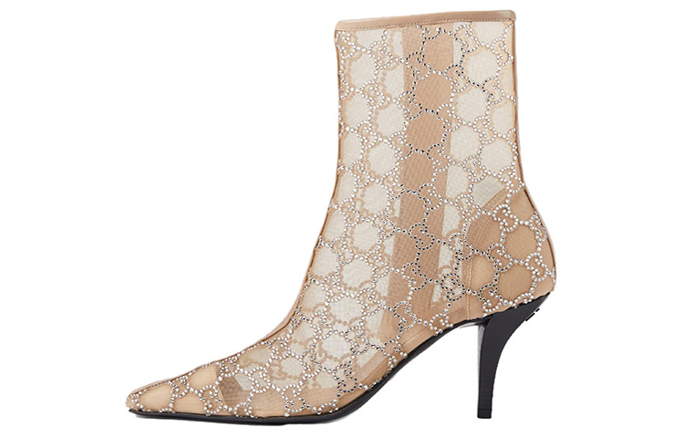 Buy (W) Gucci Mesh Spitz Stiletto Ankle Boots ''Beige'' 750228-F13B0-9941