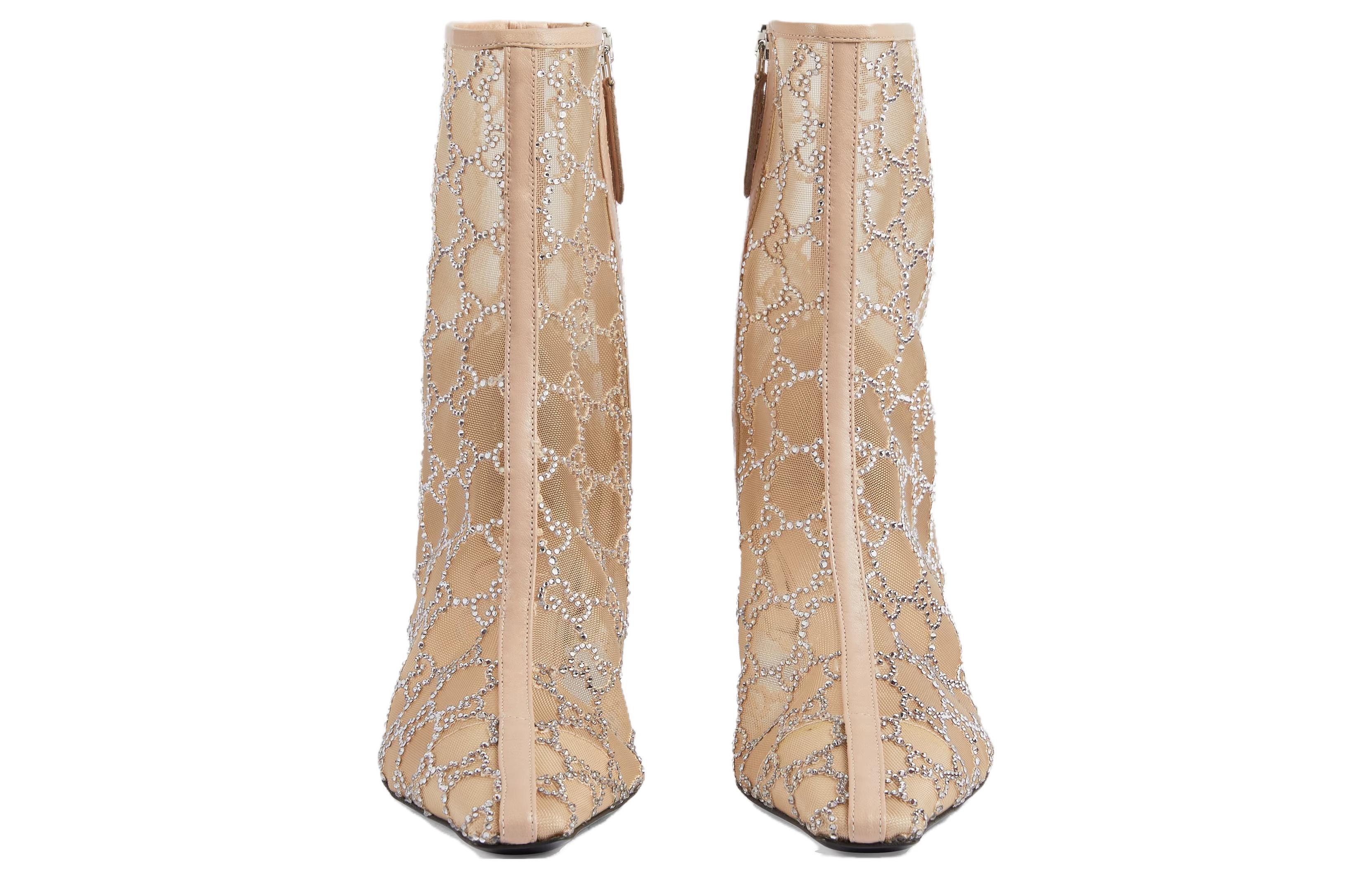 Order (W) Gucci Mesh Spitz Stiletto Ankle Boots ''Beige'' 750228-F13B0-9941