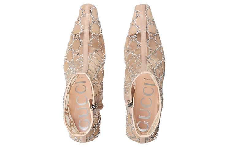 Shop (W) Gucci Mesh Spitz Stiletto Ankle Boots ''Beige'' 750228-F13B0-9941