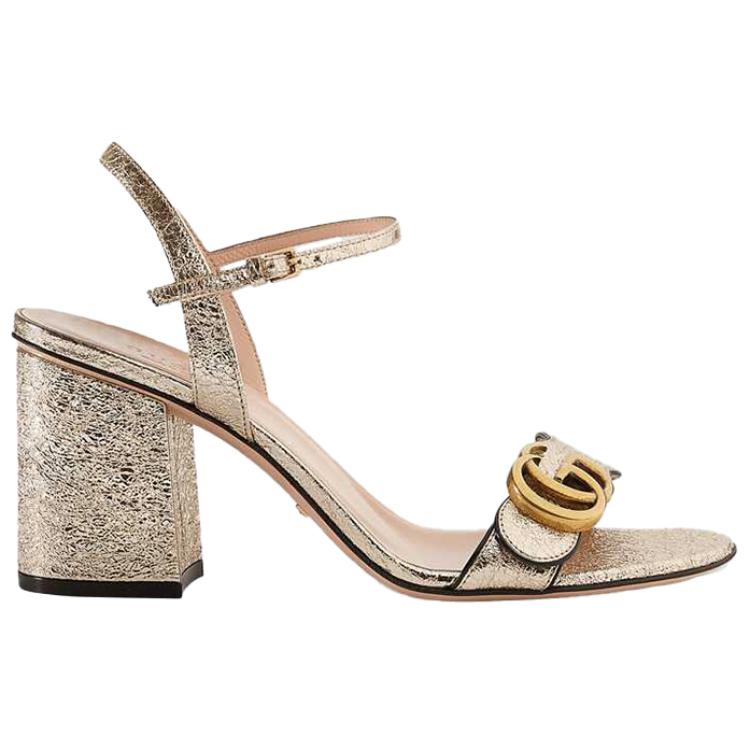 Order (W) 古驰金色金属感高跟运动凉鞋 453379-DKT00-7100