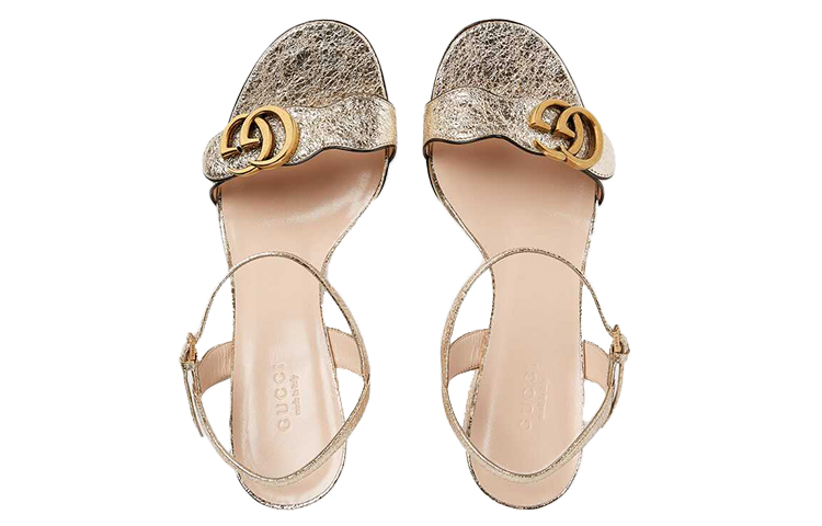 Shop (W) 古驰金色金属感高跟运动凉鞋 453379-DKT00-7100