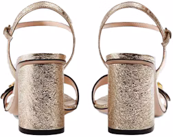 Details for (W) Sandal Hak Tinggi Gucci Kulit Metalik Emas Mewah 453379-DKT00-7100