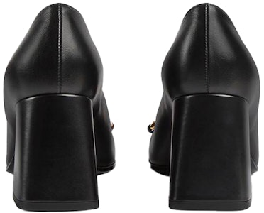 (W) 古驰马衔扣中跟女鞋“黑色皮革” 643886-C9D00-1000 Shop (W) 古驰马衔扣中跟女鞋“黑色皮革” 643886-C9D00-1000