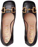 Shop (W) Gucci Kasut Tumit Sederhana dengan Horsebit 'Kulit Hitam' 643886-C9D00-1000