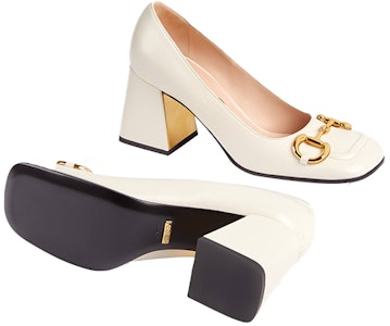 (W) Gucci Sepatu Hak Sedang dengan Horsebit 'Kulit Putih' 643886-C9D00-9022 Details for (W) Gucci Sepatu Hak Sedang dengan Horsebit 'Kulit Putih' 643886-C9D00-9022