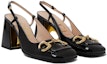 Lookbook (W) Gucci Slingback Tumit Sederhana dengan Horsebit 'Hitam Kulit Hitam' 643892-BNC00-1000