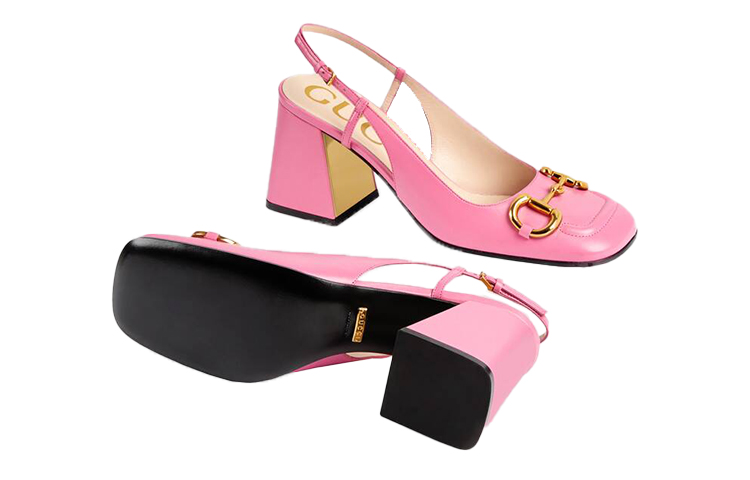 Purchase (W) Gucci 粉色中跟马衔扣露跟鞋 643892-C9D00-5609