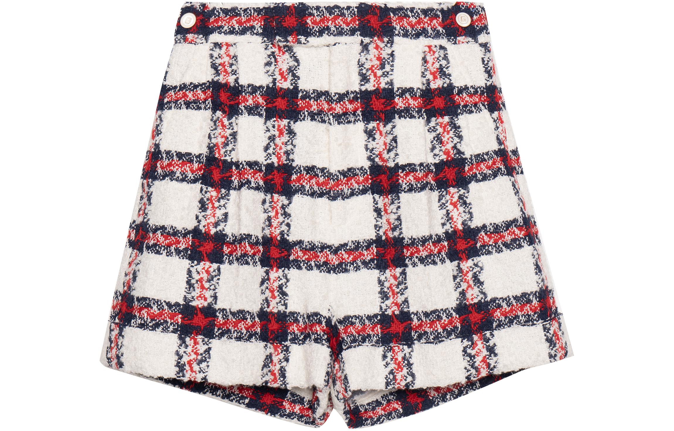 (Women) Gucci Mid-Rise Check Tweed Shorts for Women Multi-color 657877-ZAGLK-9098