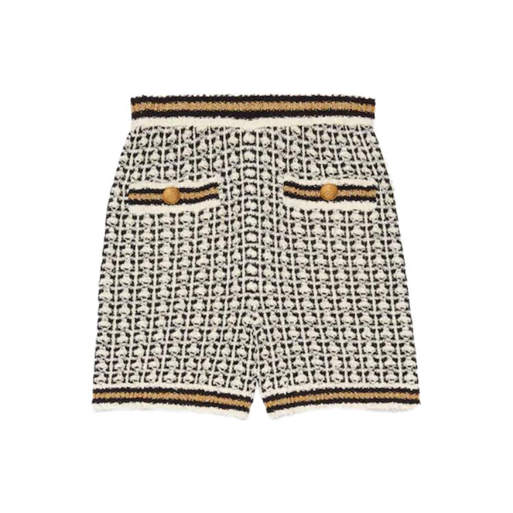 (Women) Gucci Mid-Rise Elastic Waist Knit Shorts for Women Beige 749131-XKDC7-9834