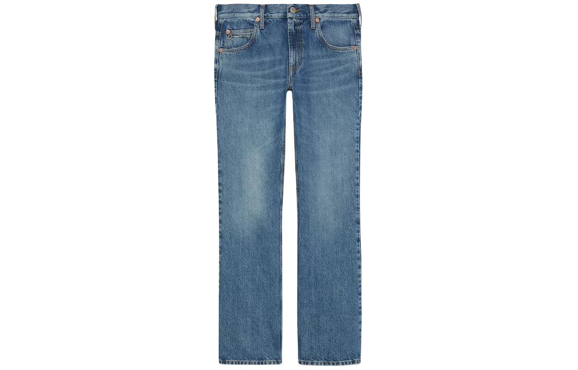 (Women) Gucci Mid-Rise Zip Straight Blue Jeans 776546-XDCU6-4447