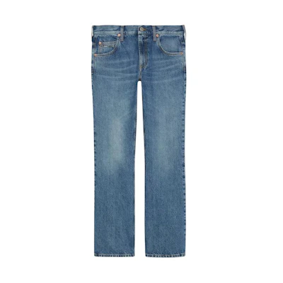 (Women) Gucci Mid-Rise Zip Straight Blue Jeans 776546-XDCU6-4447
