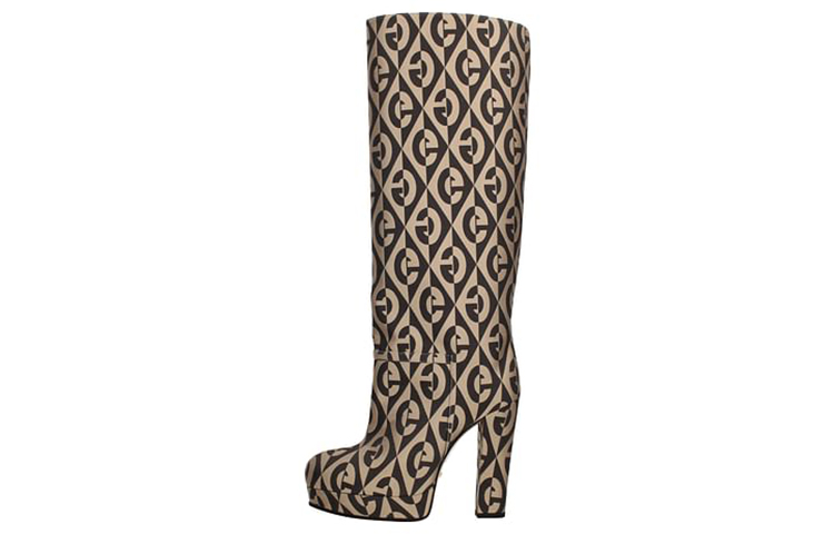 (Women) Gucci Mini Diamonds Knee High Boots 'Brown Beige' 595628-HSV00-2062