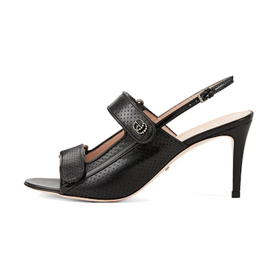 (W) Gucci Mini Double G 'Black Toe-Loop Stiletto Sandals'