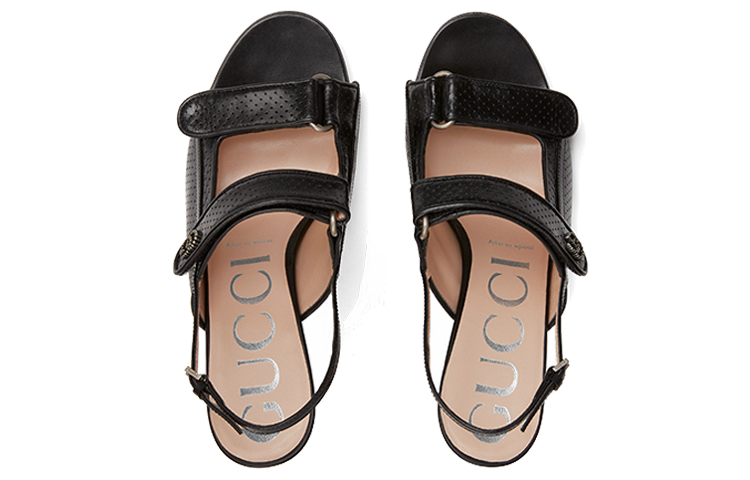 Lookbook (W) 古驰迷你双G黑色趾环细高跟凉鞋 655415-04JT0-1000