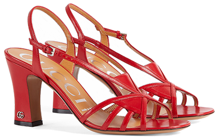 Order (W) グッチ ミニ ダブルG ハイヒールサンダル (レッド) 656385-DMBT0-6549