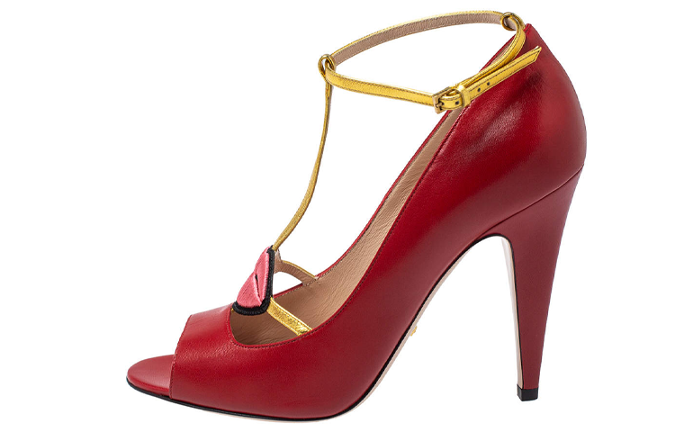 (Women) Gucci Molina Lips T-Strap Sandal 'Red Embroidery' 431027-CQXH0-6479